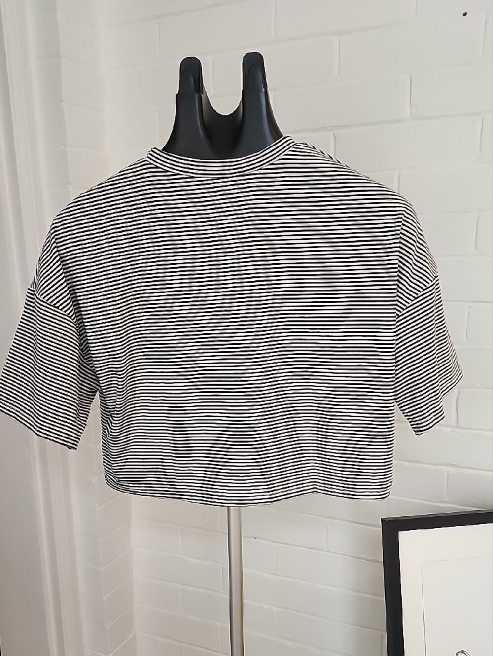 Striped Crop Tee & Shorts Sleep Set, Large - Picture 5 of 9
